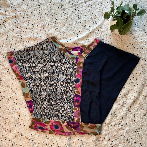 Anthropologie Vanessa Virginia Mixed Print Askew Kimono Top - Picture 3 of 11